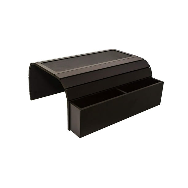 Fits Over Square Chair arms. Tobacco/Dark Brown Sofa Tray Table wth EVA Base and Cellphone Holder Fits Over Square Chair arms. Tobacco/Dark Brown Sofa Tray Table wth EVA Base and Cellphone Holder